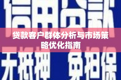 三民贷款客户群体分析与市场策略优化指南