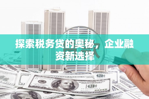 三民探索税务贷的奥秘，企业融资新选择